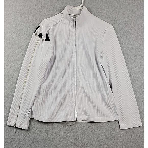 Jamie Sadock White LS Zip Sleeve Zip Up Golf Jacket Women's Large Stretch - Picture 1 of 11